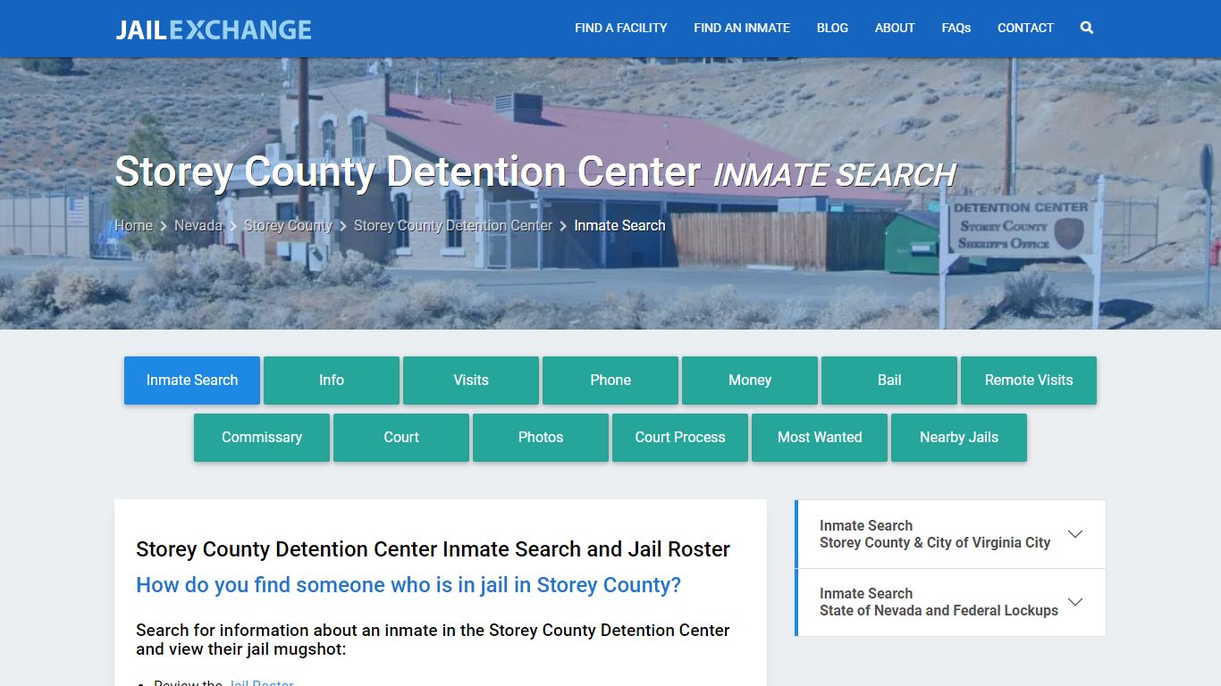 Storey County Detention Center Inmate Search - Jail Exchange